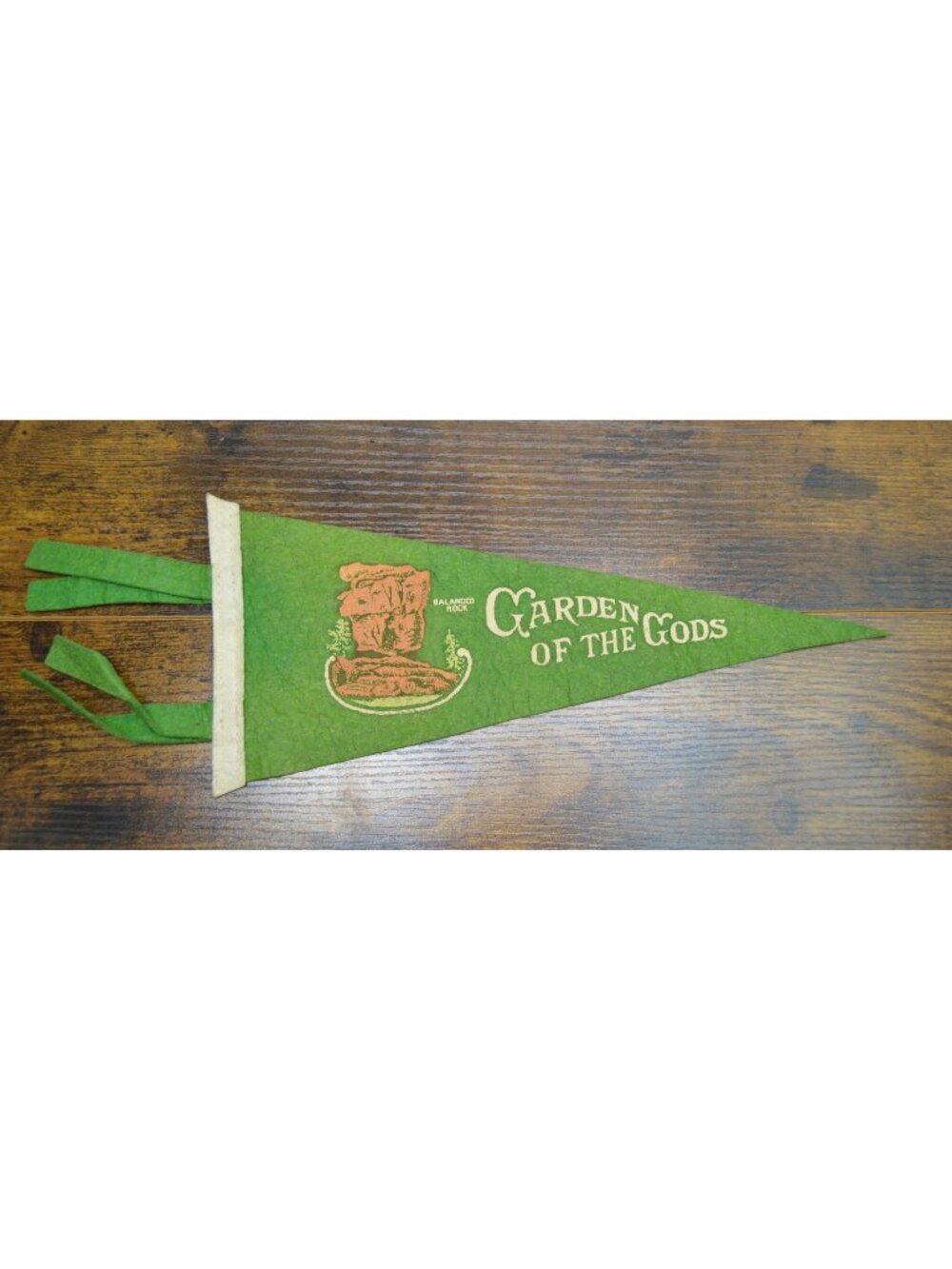 Vintage Garden Of The Gods Felt Pennant With Balanced Rock Graphic 11 inches